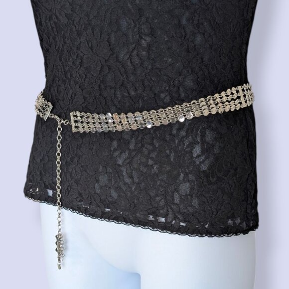 (2/$20) V. Silver Circles Dangling Tassel Belt - Picture 2 of 6